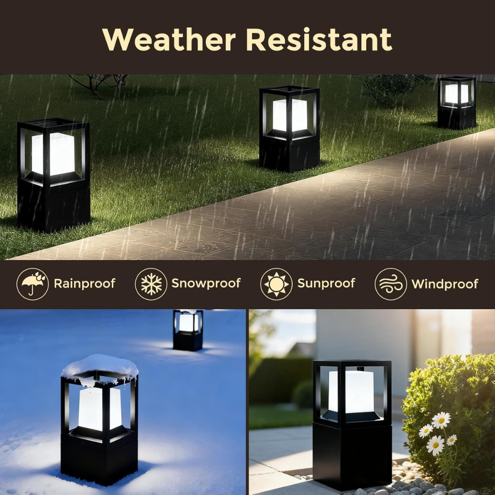 Outdoor Landscape Lighting LED 12V Low Voltage CPLA11 Outdoor Aluminum Post Lantern Light with Spike and Bolted Mount Base with Replaceable 5W 5000K E26 Bulb Low Voltage AC/DC 12V IP65 Waterproof