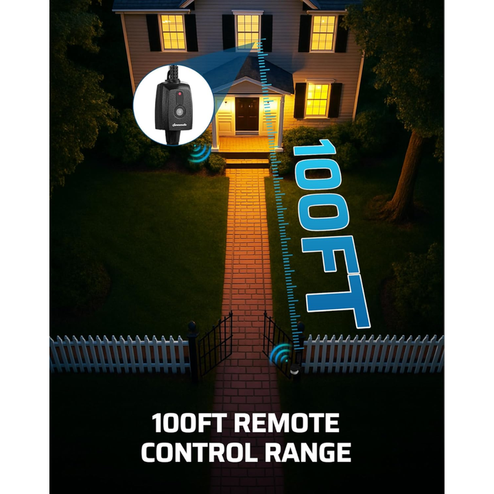 Outdoor Landscape Lighting LED 12V Low Voltage Wireless PIR 240° Sensing Angle Motion Sensor Outlet - 50FT Detection Range, 100FT Wireless Transmitter, Adjustable Angle, Plug & Play, 120V Line Voltage For Outdoor Security Floodlight IP65 Waterproof