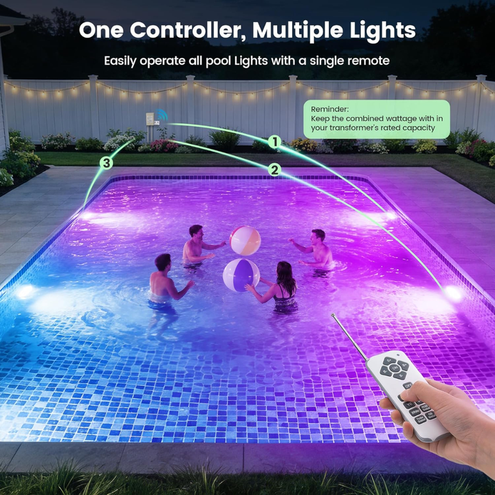 Outdoor Landscape Lighting LED 12V Low Voltage PL35 12V AC Remote-Operated LED Stainless Steel Pool Light Jacuzzi Spa RGBW Color Changing Low Voltage Light with Remote Control