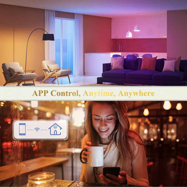 RGBCW MR16 5W Smart WIFI LED Light Bulb 4 Pack, Energy Saving RGBCW Color Changing 12V Outdoor LED Bulb Package Compatible with Alexa, Google Assistant, and Siri