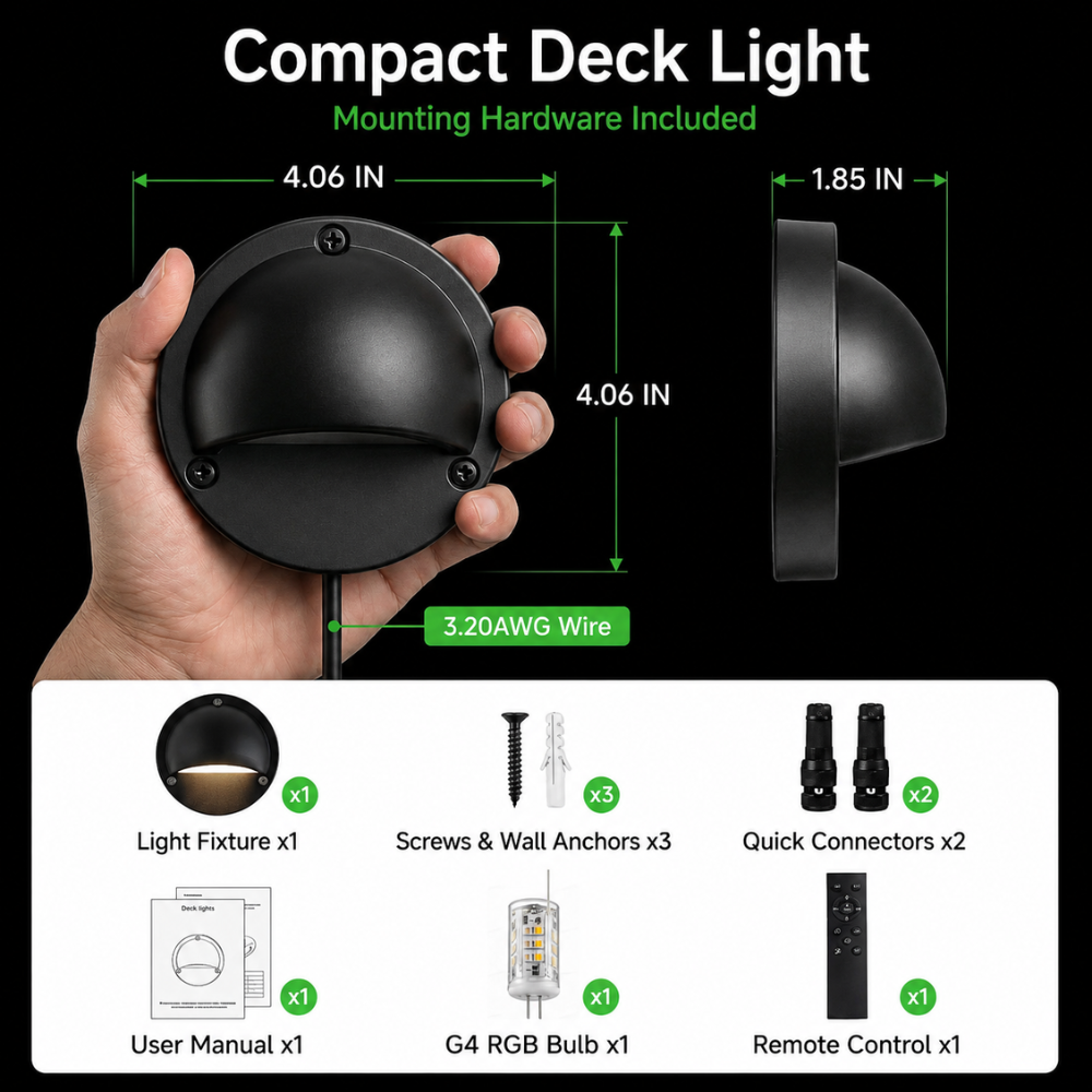 Outdoor Landscape Lighting LED 12V Low Voltage STRA01 3W Bluetooth Smart G4 RGBCW LED 2700K-6000K 12V Low Voltage LED Outdoor Step Deck Lights Package, Step Horizontal Patio Landscape Lights with Remote Control