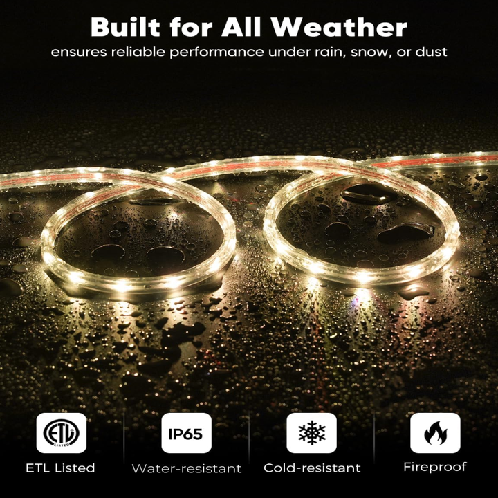 SLNR16 Dotted Neon RGBIC+CCT LED Strip Light 110V IP65 Outdoor Rated Dimmable High Voltage Flat Flexible Strip Light , Mounting Brackets, End Cap, Screws, Remote Control and Power Supply