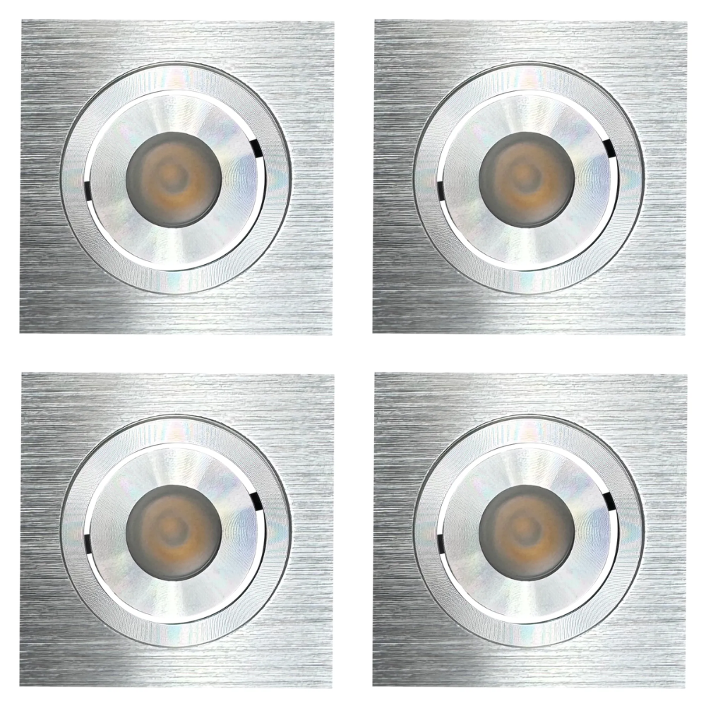 Outdoor Landscape Lighting LED 12V Low Voltage CB06 4x/8x/12x Package 1.5W DC12V Low Voltage Dimmable Recessed Square Cast Aluminum LED Puck Light Cabinet Downlighting 3000K or 5000K Silver 4 Pack