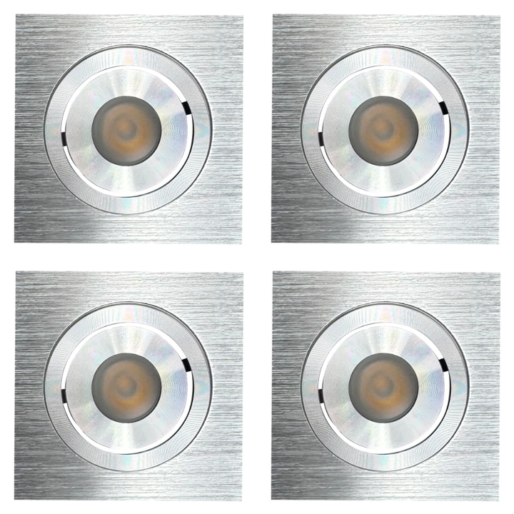 Outdoor Landscape Lighting LED 12V Low Voltage CB06 4x/8x/12x Package 1.5W DC12V Low Voltage Dimmable Recessed Square Cast Aluminum LED Puck Light Cabinet Downlighting 3000K or 5000K Silver 4 Pack