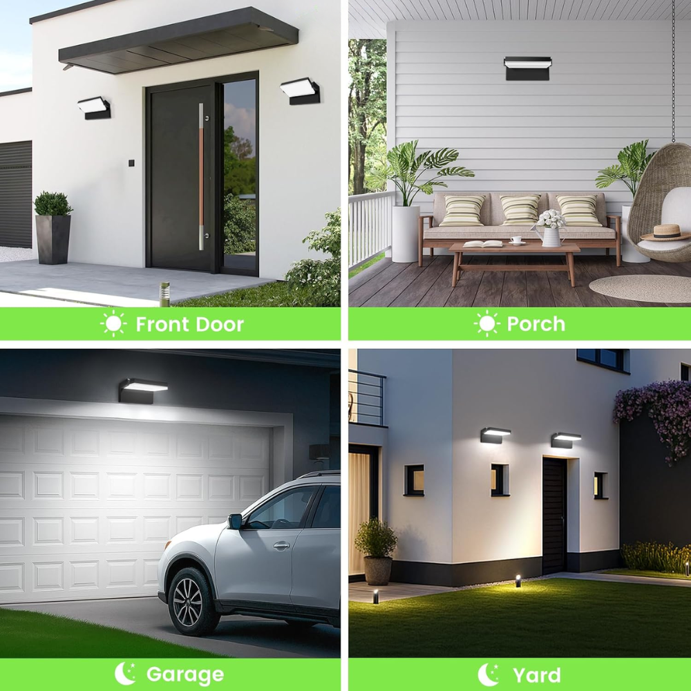 SCA03 Adjustable 20W/40W/55W 3CCT 3000K/4000K/6500K Integrated LED Wall Sconce Flood Light 9″x5.9″x4.5″ 120V Line Voltage Aluminum Wall Sconce Lighting IP65 Waterproof