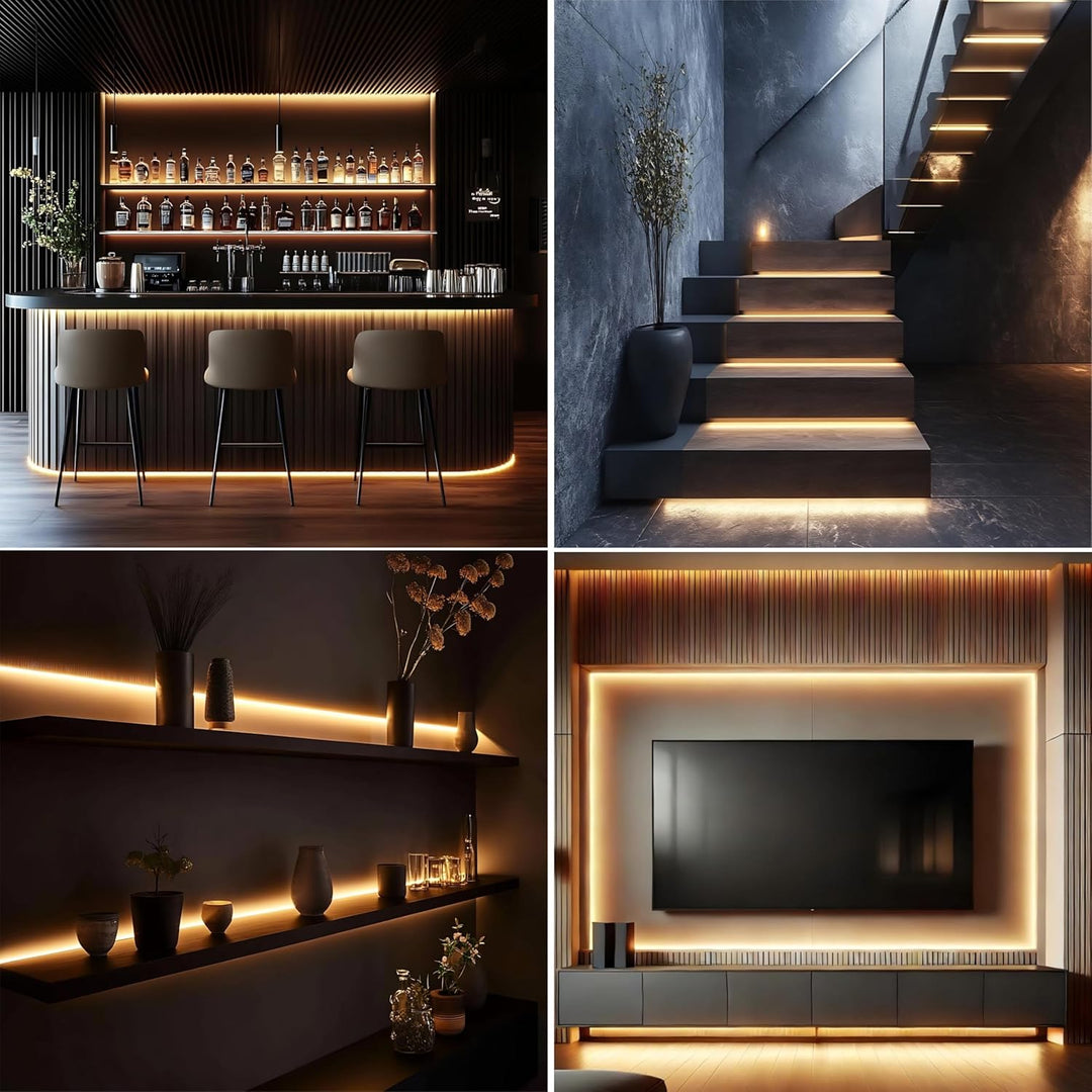 SLD24 Dotless Linear LED Dimmable, 5W/ft 16.4ft COB Strip Lights IP20 Low Voltage 10mm DC24V with Strong 3M VHB Adhesive Tape