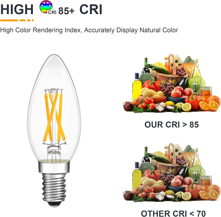 E12 4W Filament 12V AC/DC Candelabra and Small Base Package Low Voltage LED Light Bulbs Dimmable Energy Saving Light Bulb