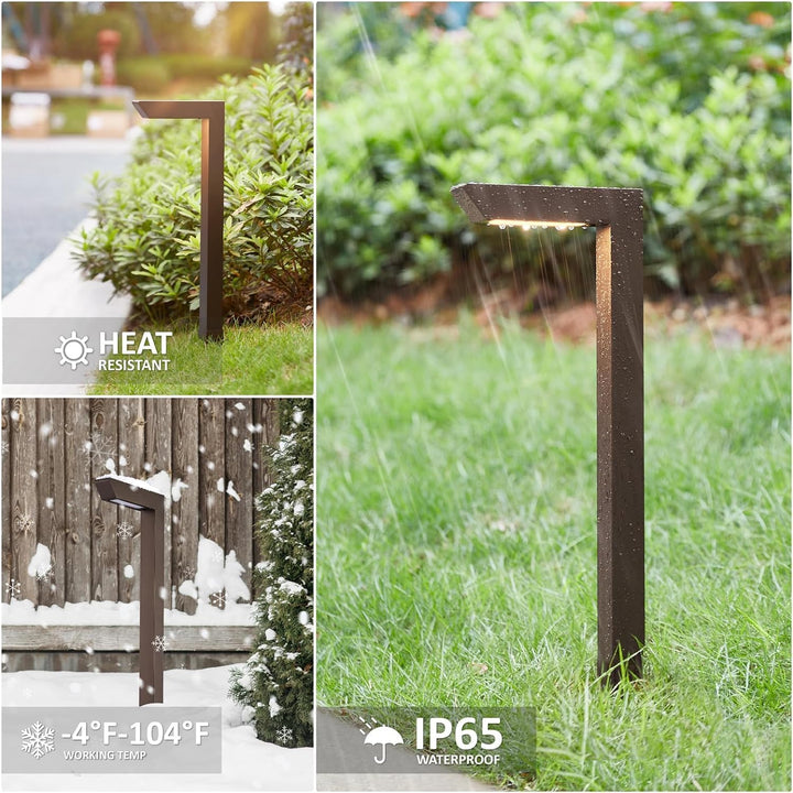 Outdoor Landscape Lighting LED 12V Low Voltage ALP75 6-Pack Low Voltage Landscape Lighting Pathway Lights Package, 5W RGB Color Changing L-Shaped Landscape Lights, IP65 Waterproof, Bronze Aluminum Outdoor Landscape Path Lights