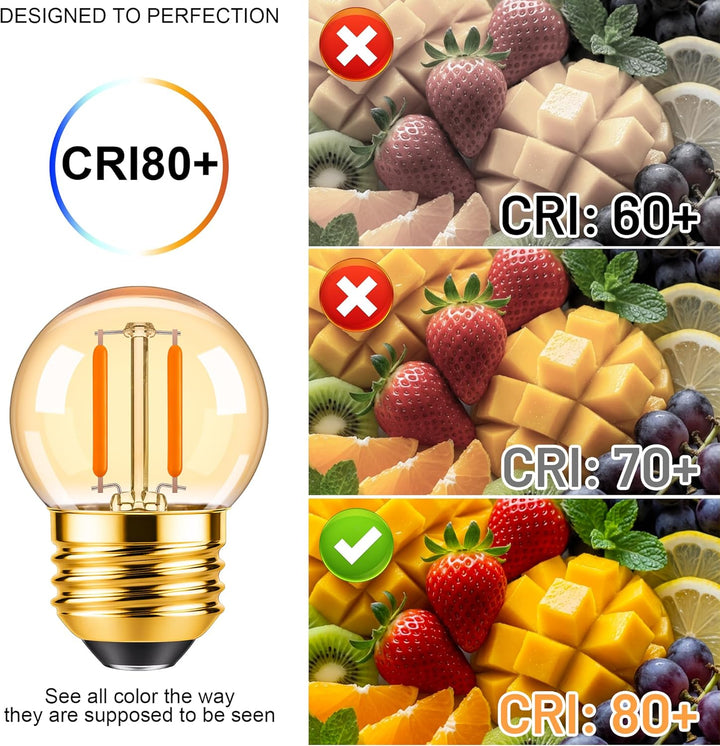 Outdoor Landscape Lighting LED 12V Low Voltage E26 1W 100LM 12V-24V 2200K Amber AC/DC LED Filament Edison 6-Pack Bulbs Package Energy Saving Low Voltage Light Bulb