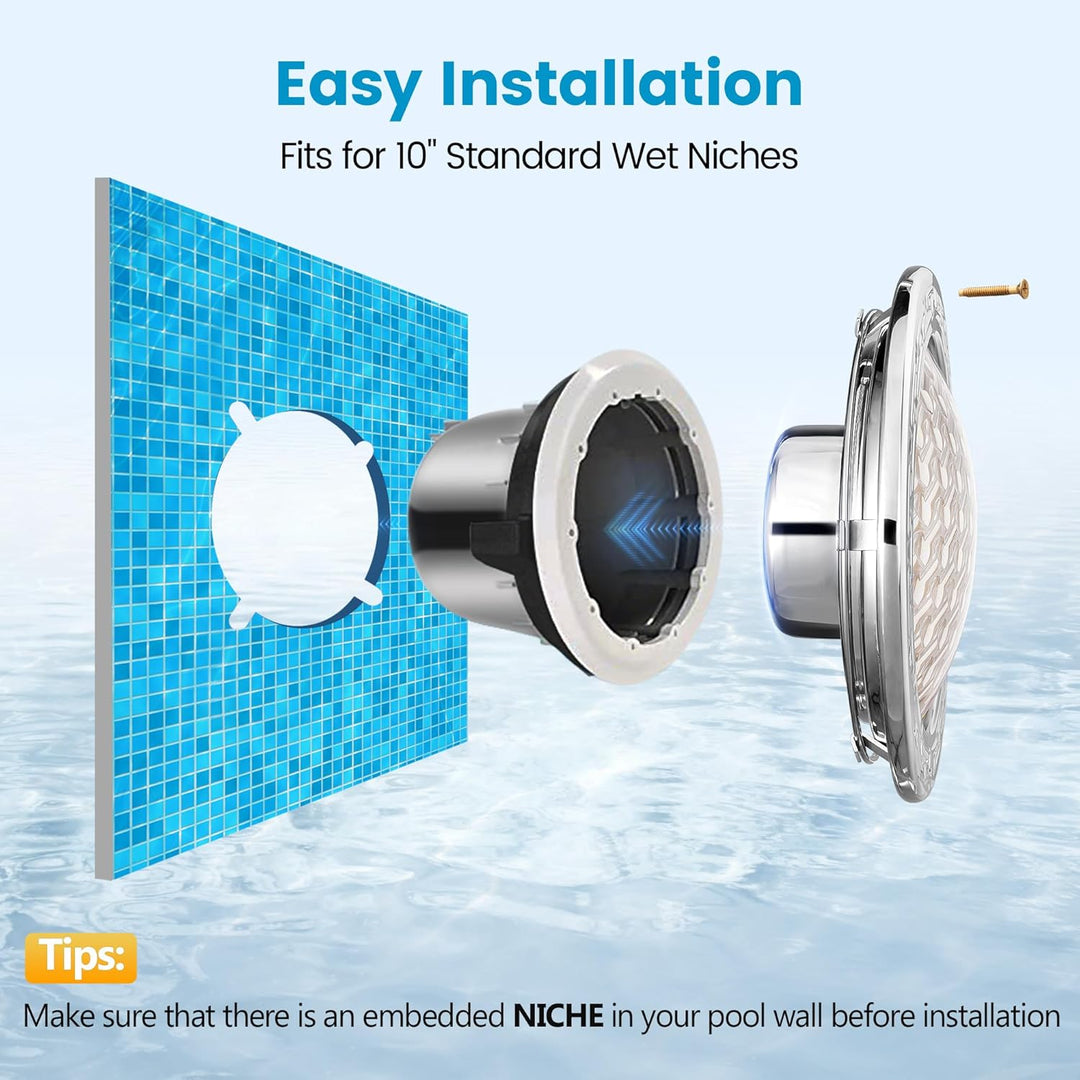 PL35 12V AC LED Stainless Steel Pool Light Jacuzzi Spa 6500K Cool White 3000LM Low Voltage Pool Light