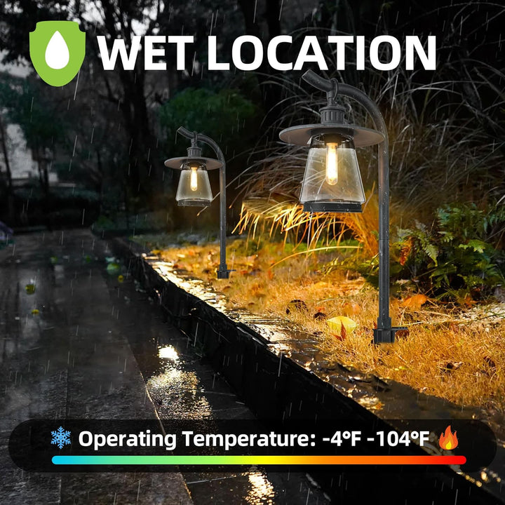 Outdoor Landscape Lighting LED 12V Low Voltage ALP05 4-Pack 12V-15V AC Low Voltage 1.34W 146LM 2700K Soft White LED G4 Bulb Included Landscape Lighting, Black Curved Lamp Pathway Light Package, Die-Cast Zinc Aluminum, IP65 Waterproof