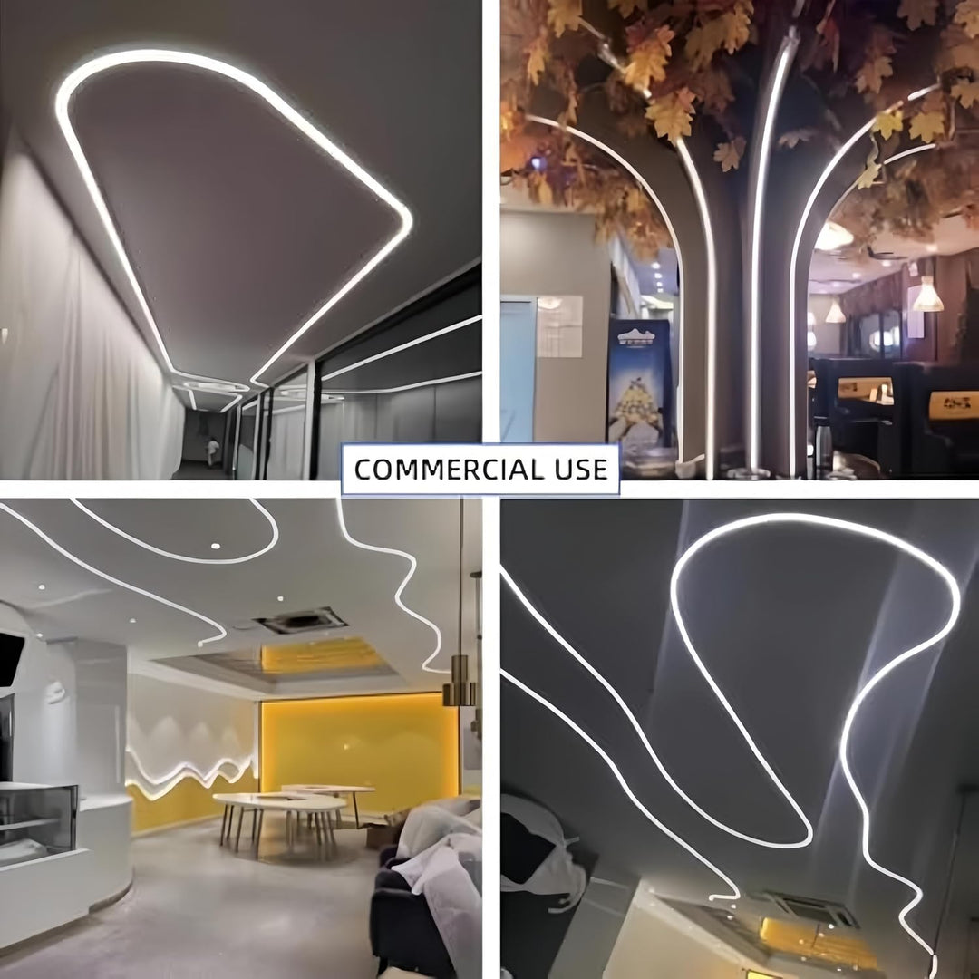 SC01 Black Silicone LED Channel with Flange Recessed Flexible Tube Black Cover 33ft/10M Roll