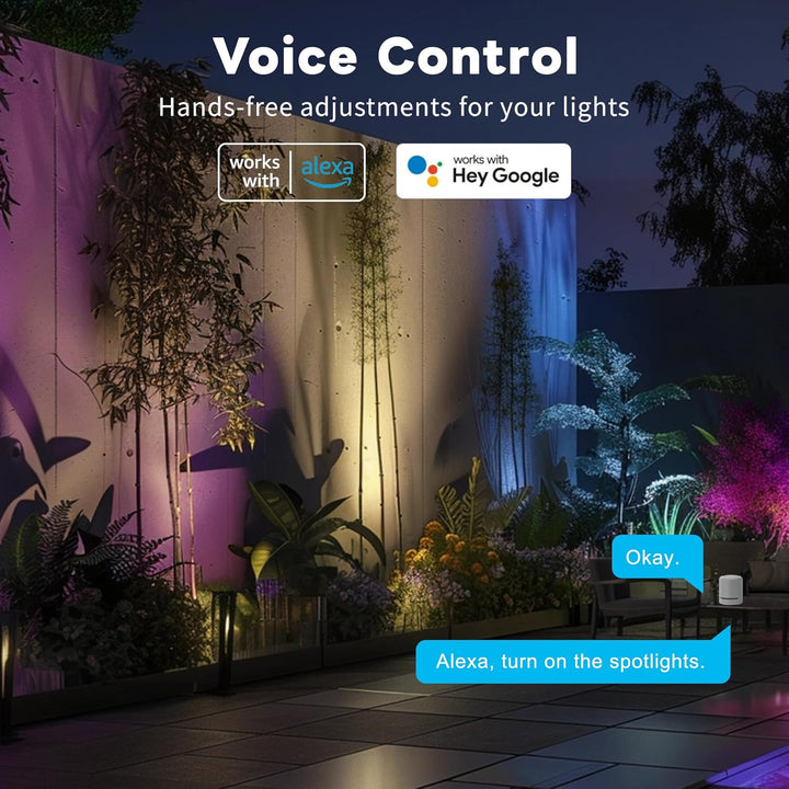 ALSR04 RGB+2700K-5000K LED Landscape Spotlights Package, 5W Low Voltage 12V Cast Aluminum Directional Outdoor Landscape Lighting IP65 Waterproof