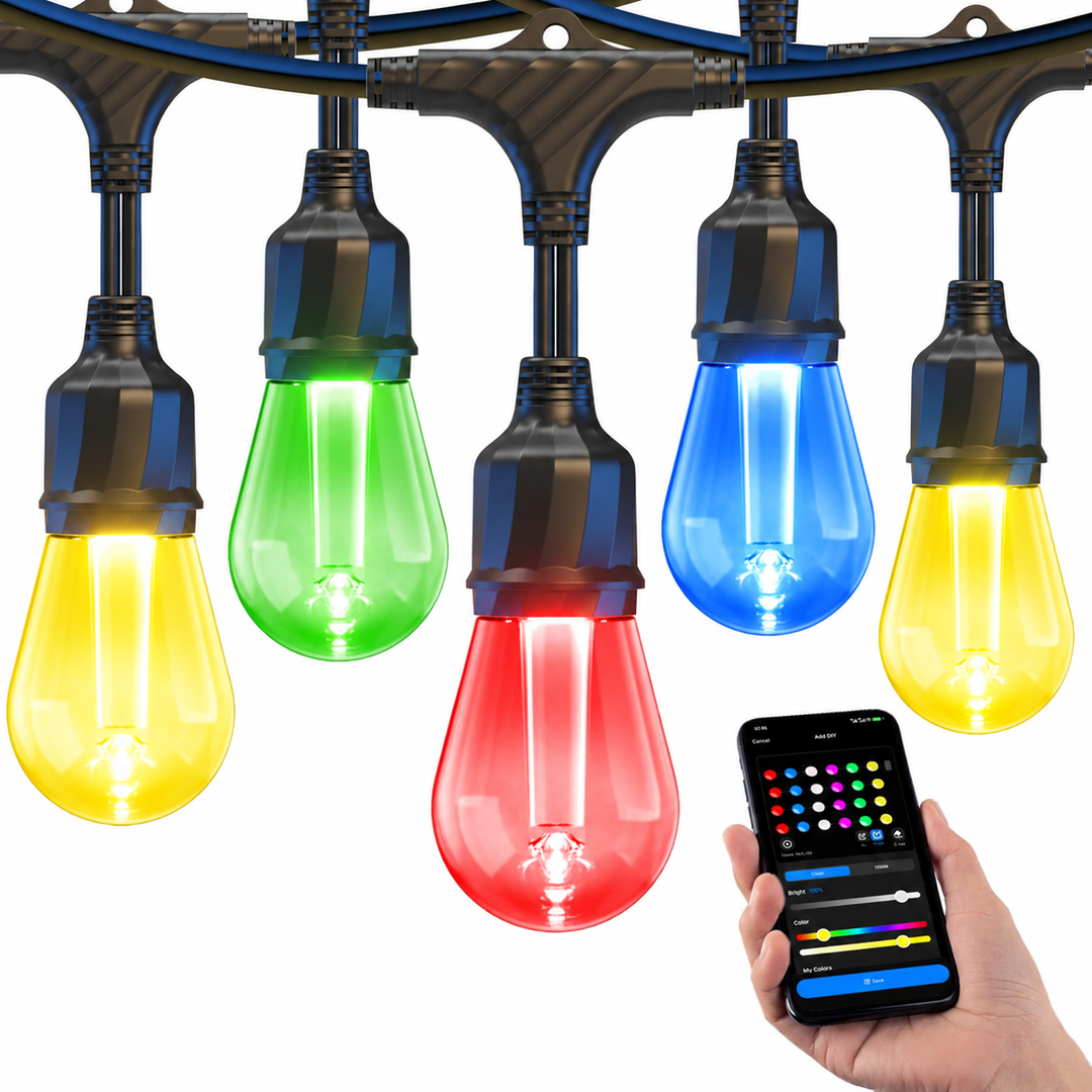 Outdoor Landscape Lighting LED 12V Low Voltage SLR100 LED RGBCWIC Smart Bistro String Lights Color Changing Outdoor Weatherproof 24V Edison Bulbs