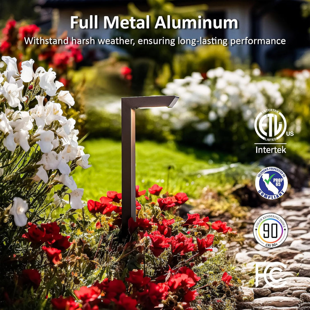 Outdoor Landscape Lighting LED 12V Low Voltage ALP75 6-Pack Low Voltage Landscape Lighting Pathway Lights Package, 5W RGB Color Changing L-Shaped Landscape Lights, IP65 Waterproof, Bronze Aluminum Outdoor Landscape Path Lights