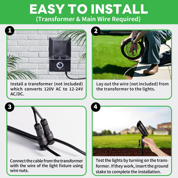 ALSR04 RGB+2700K-5000K LED Landscape Spotlights Package, 5W Low Voltage 12V Cast Aluminum Directional Outdoor Landscape Lighting IP65 Waterproof