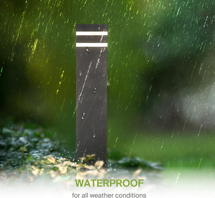 BPLA10 24" 120V Line Voltage E26 Socket Black Aluminum Square Bollard Path Light Outdoor Lighting