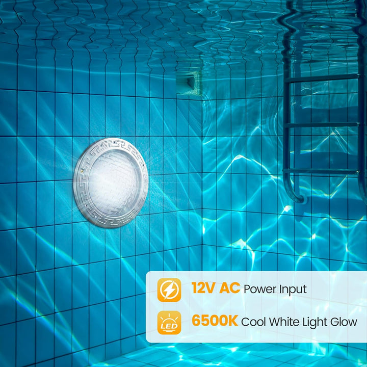 PL35 12V AC LED Stainless Steel Pool Light Jacuzzi Spa 6500K Cool White 3000LM Low Voltage Pool Light
