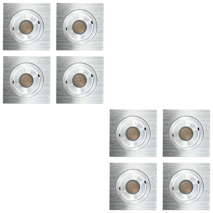 Outdoor Landscape Lighting LED 12V Low Voltage CB06 4x/8x/12x Package 1.5W DC12V Low Voltage Dimmable Recessed Square Cast Aluminum LED Puck Light Cabinet Downlighting 3000K or 5000K Silver 8 Pack