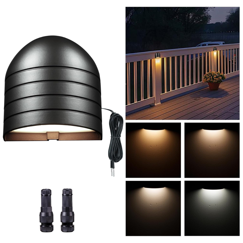 DLA08 5W 250LM Low Voltage 12V-24V 5CCT 2700K/3000K/3500K/4000K/5000K Integrated LED Outdoor Fence Deck Down Light Package, Step Patio Landscape Lights