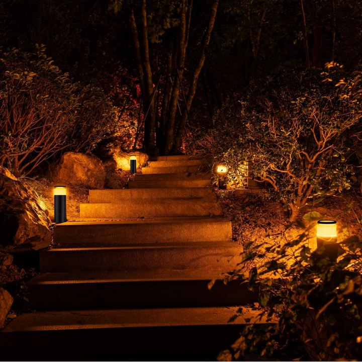 Outdoor Landscape Lighting LED 12V Low Voltage ALP26 4-Pack 11" 5CCT 1800K/2200K/2700K/4000K/5000K 4.5W 320LM Black Aluminum Bollard Path Light Low Voltage Outdoor Lighting IP65
