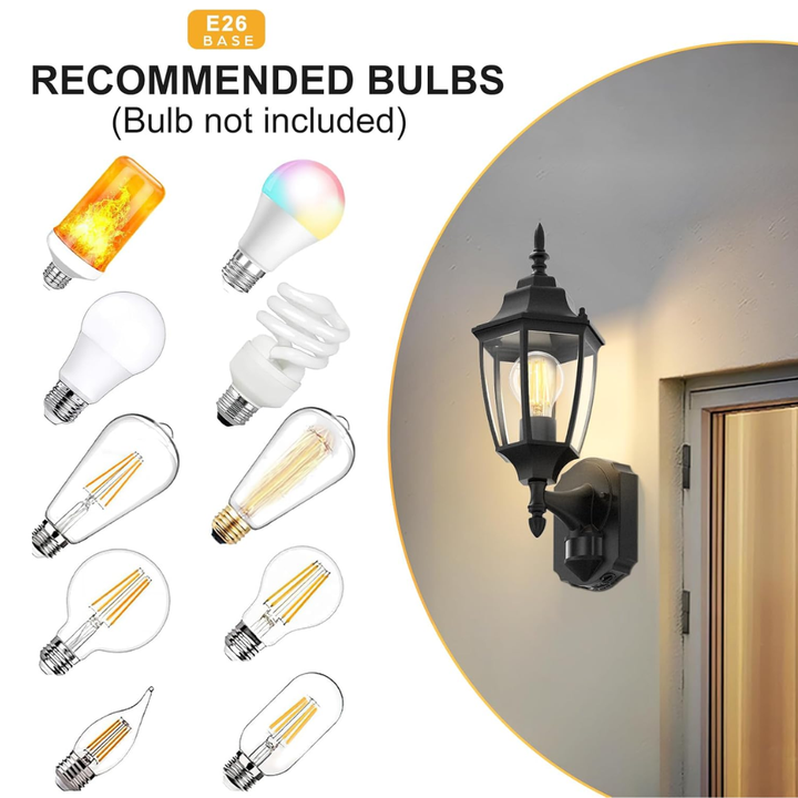 Outdoor Landscape Lighting LED 12V Low Voltage SCH14 2-Pack Classic Motion Sensor and Dusk to Dawn Outdoor Aluminum Wall Sconce Light Package 6"x 16"x 7" LED E26 Base Socket Line Voltage 120V Waterproof