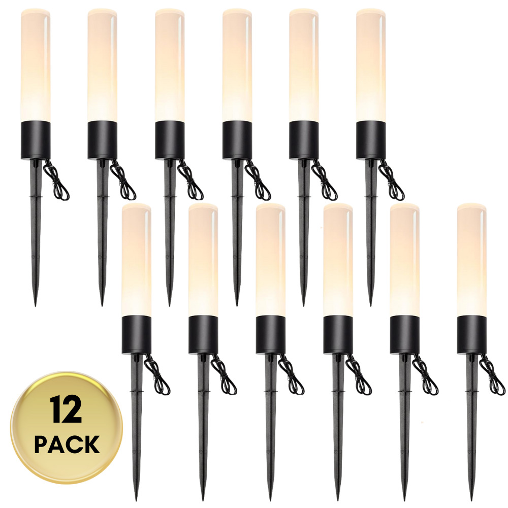 Outdoor Landscape Lighting LED 12V Low Voltage ALP55 Low Voltage Landscape Lighting Pathway Lights Package, 6W 300LM Landscape Lights 3000K Warm, IP65 Waterproof, Aluminum Outdoor Landscape Path Lights 12 Pack