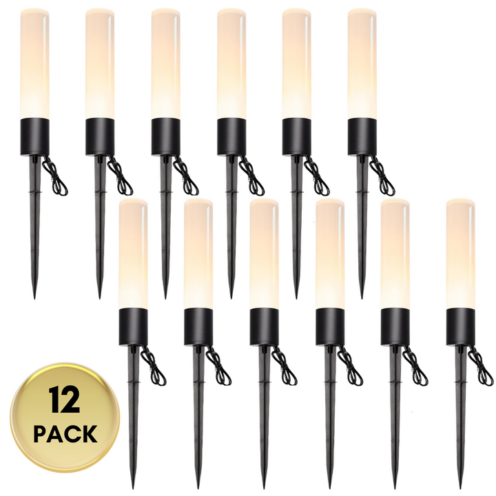 Outdoor Landscape Lighting LED 12V Low Voltage ALP55 Low Voltage Landscape Lighting Pathway Lights Package, 6W 300LM Landscape Lights 3000K Warm, IP65 Waterproof, Aluminum Outdoor Landscape Path Lights 12 Pack