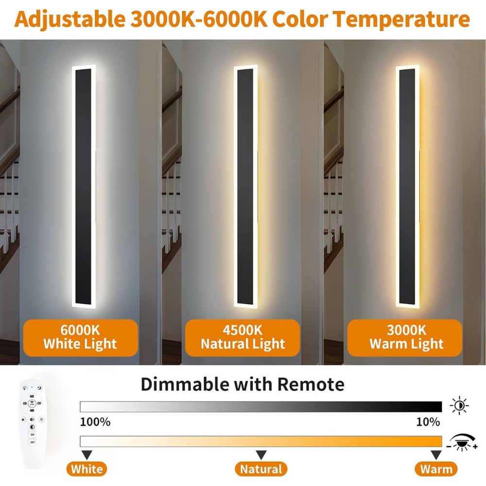 Outdoor Landscape Lighting LED 12V Low Voltage SCH15 2-Pack 3CCT 39.4 Inch LED Rectangular Modern Outdoor Wall Sconce Light Dimmable 120V Line Voltage IP65