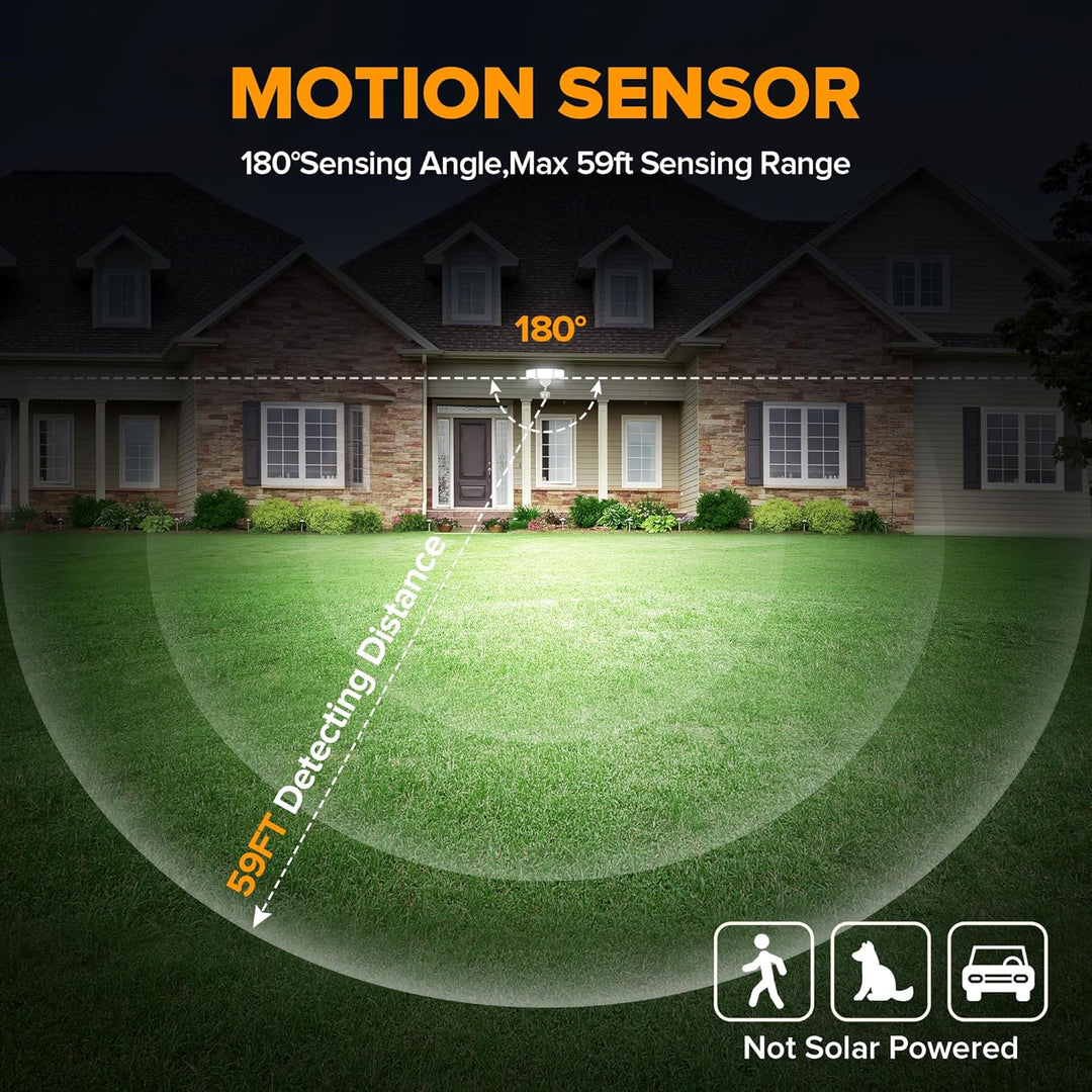 74W Wired Outdoor LED Flood Light, 120V 5000K Motion-Sensor Security Light 8000LM, IP65