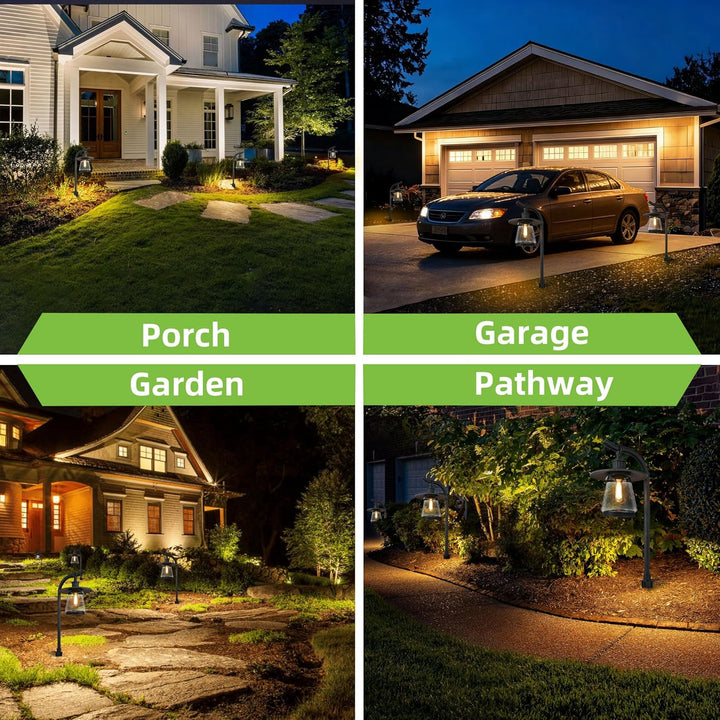 Outdoor Landscape Lighting LED 12V Low Voltage ALP05 4-Pack 12V-15V AC Low Voltage 1.34W 146LM 2700K Soft White LED G4 Bulb Included Landscape Lighting, Black Curved Lamp Pathway Light Package, Die-Cast Zinc Aluminum, IP65 Waterproof