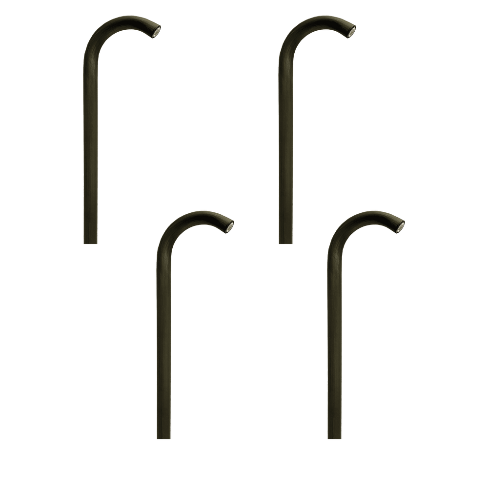 Outdoor Landscape Lighting LED 12V Low Voltage PLB21 4x/8x/12x Package Cast Brass 3W 3000K Warm White Integrated LED Cane Style Curved 12V Low Voltage Pathway Light Dark Brass 4 Pack