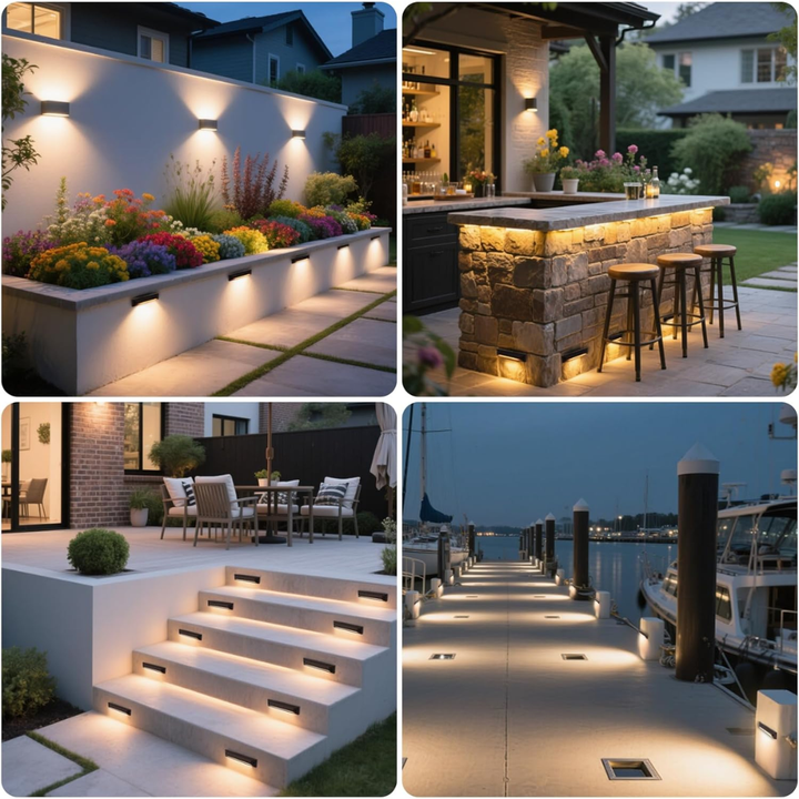 STLA13 6 and 8 Pack Low Voltage 12V 5W 8" 5CCT 2200K/2700K/3000K/4000K/5000K LED Landscape Deck Light, Outdoor Retaining Wall Lights, IP65 Waterproof Step Lights, for Stair Lighting and Yard Patio Pathway Walkway