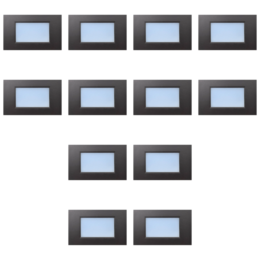 STA10 4x/8x/12x Package 3.5W 12V Low Voltage 3CCT Rectangular Waterproof Horizontal LED Aluminum Stair Step Light Fixture