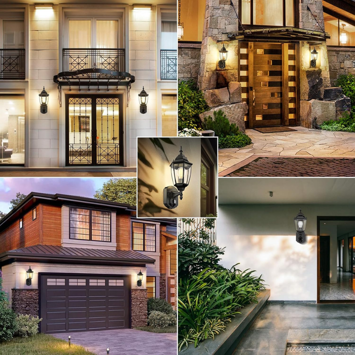 Outdoor Landscape Lighting LED 12V Low Voltage SCH14 2-Pack Classic Motion Sensor and Dusk to Dawn Outdoor Aluminum Wall Sconce Light Package 6"x 16"x 7" LED E26 Base Socket Line Voltage 120V Waterproof