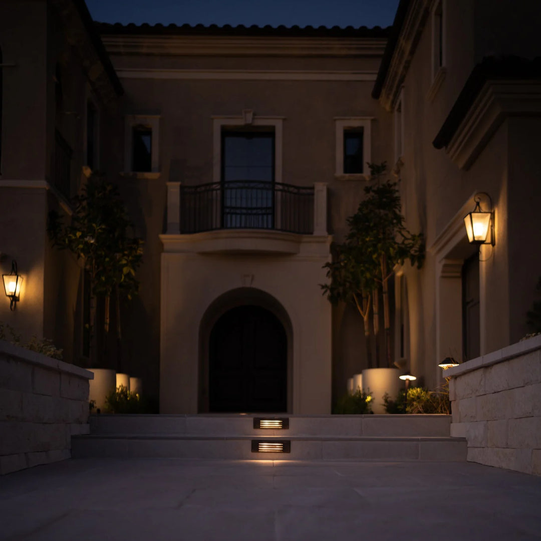 STBP04 Tulay Antique Brass Louvered Step Light Low Voltage Landscape Lighting