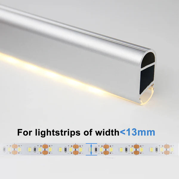 AP16F Aluminum Oval Wardrobe Hanging Rail Closet Rod for LED Strip Lights | 10 Pack