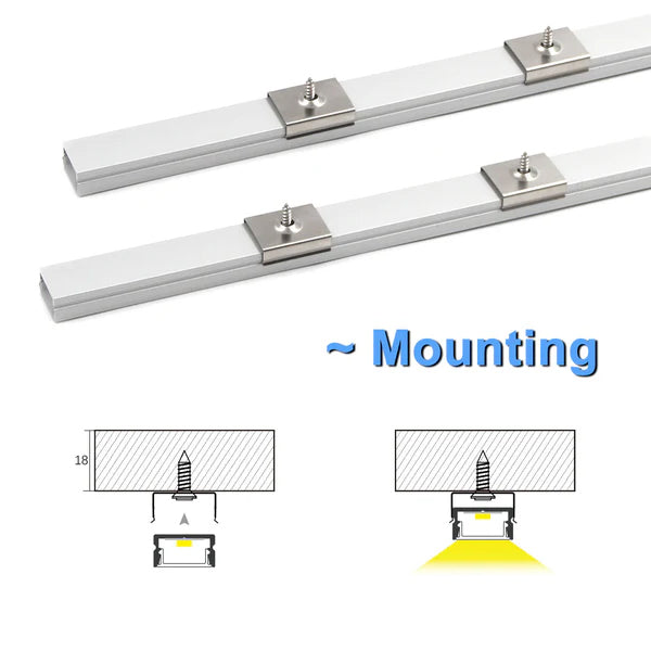 Montaje en superficie de canal de aluminio AP46M para tiras de luces LED | Paquete de 10