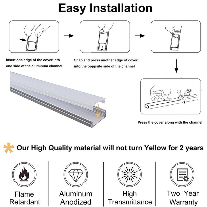 Montaje en superficie de canal de aluminio AP46M para tiras de luces LED | Paquete de 10