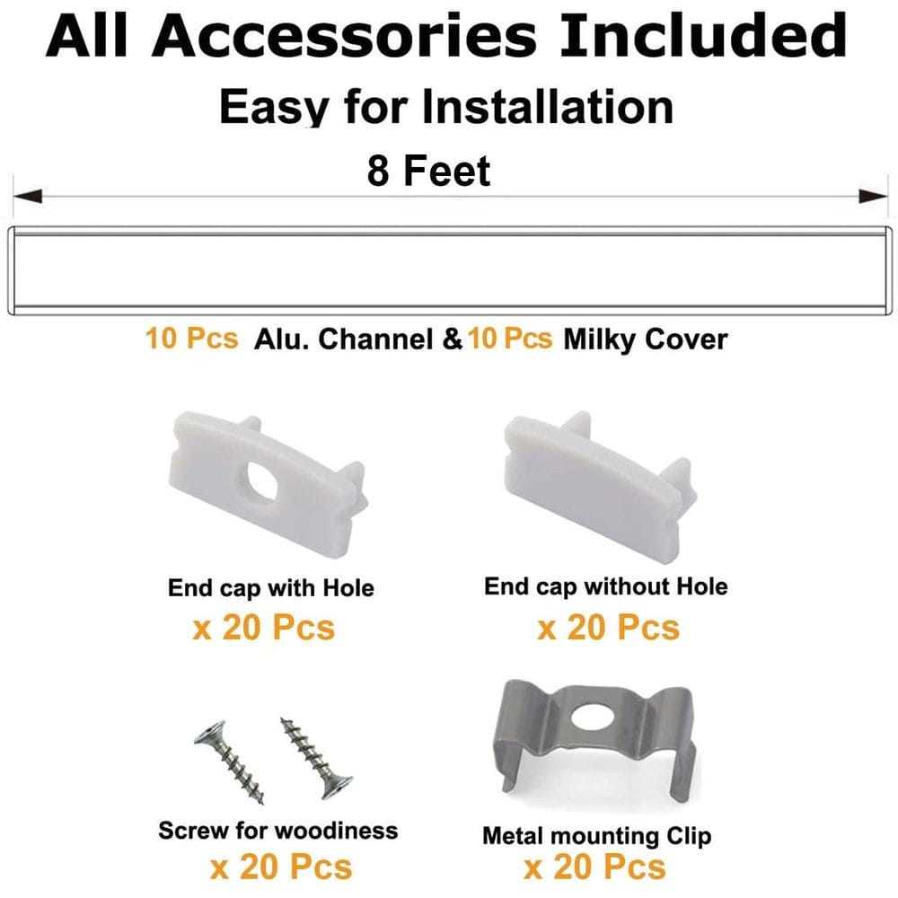 AP46M Aluminum Channel Surface Mount for LED Strip Lights | 10 Pack