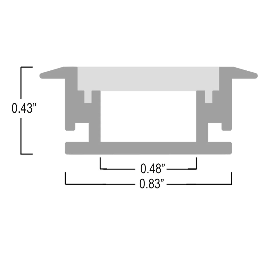 BN264 Rectangular Floor In-Ground Driveway Walkway 8 ft Aluminum Channel 10 Pack LED Strip Light Cover End Caps