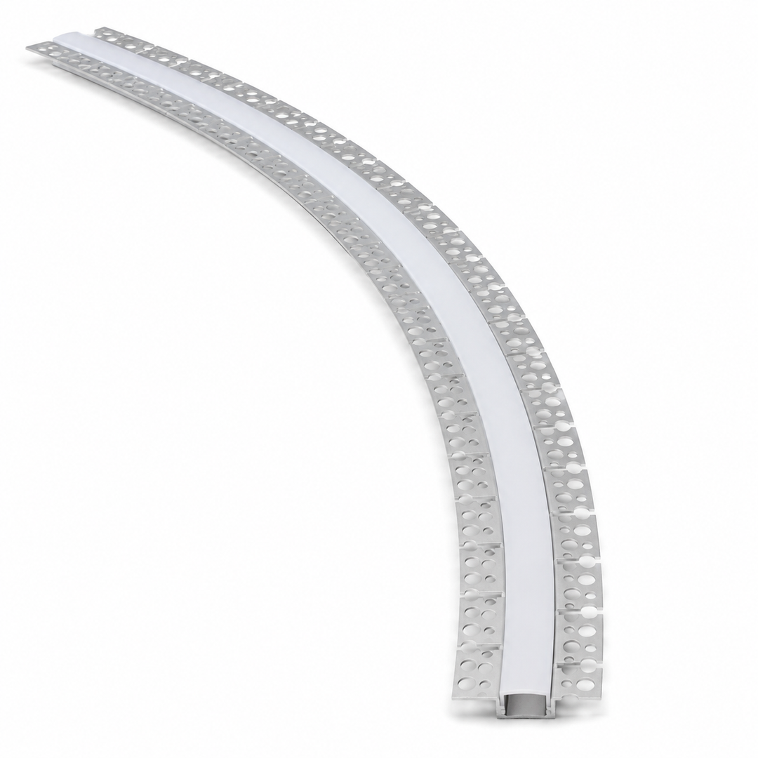 Outdoor Landscape Lighting LED 12V Low Voltage BN5616 Plaster In 8 ft Bendable Aluminum Channel 2.04" x 0.59" 10 Pack LED Strip Light Cover