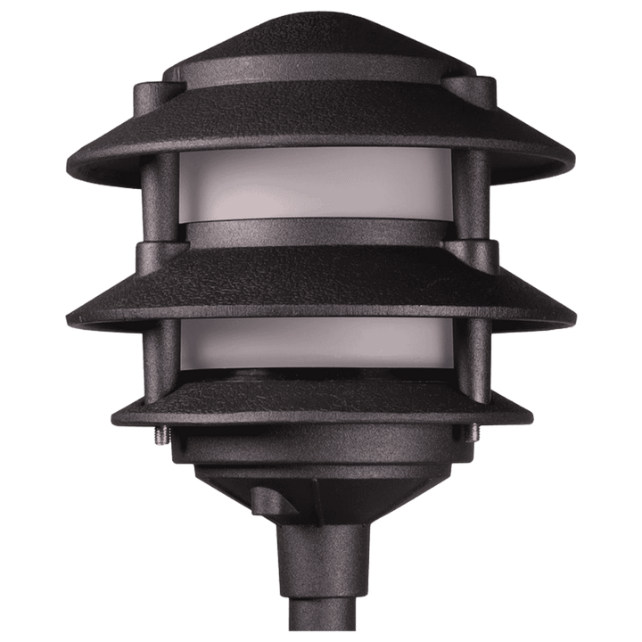 CDPA72 4x/8x/12x Package Black 12V AC/DC Aluminum Low Voltage Landscape Lighting 3 Tier Pagoda Path Light 3W 3000K G4 Bulb