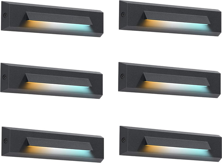 STLA07 6 Pack Low Voltage 3CCT 2700K/4000K/6000K LED Step Lights Outdoor Package, 2.5W Accent Lighting Fixtures