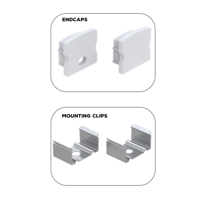 BN253 Square Surface Mounted 8 ft Aluminum Channel 10 Pack for 0.49" LED Strip Light Cover with End Caps