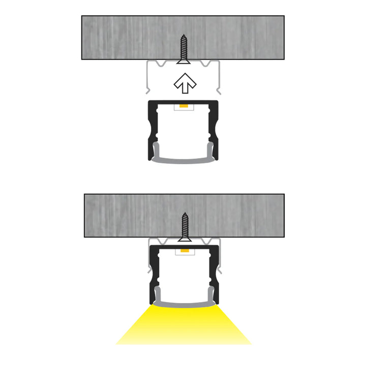 BN253 Square Surface Mounted 8 ft Aluminum Channel 10 Pack for 0.49" LED Strip Light Cover with End Caps