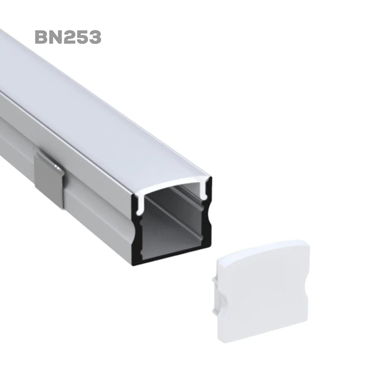 BN253 Square Surface Mounted 8 ft Aluminum Channel 10 Pack for 0.49" LED Strip Light Cover with End Caps