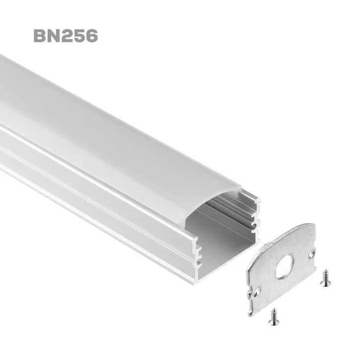 BN256 Adjustable Large Square Surface Mounted 8 ft Aluminum Channel 10 Pack for 0.70" LED Strip Light Cover with End Caps