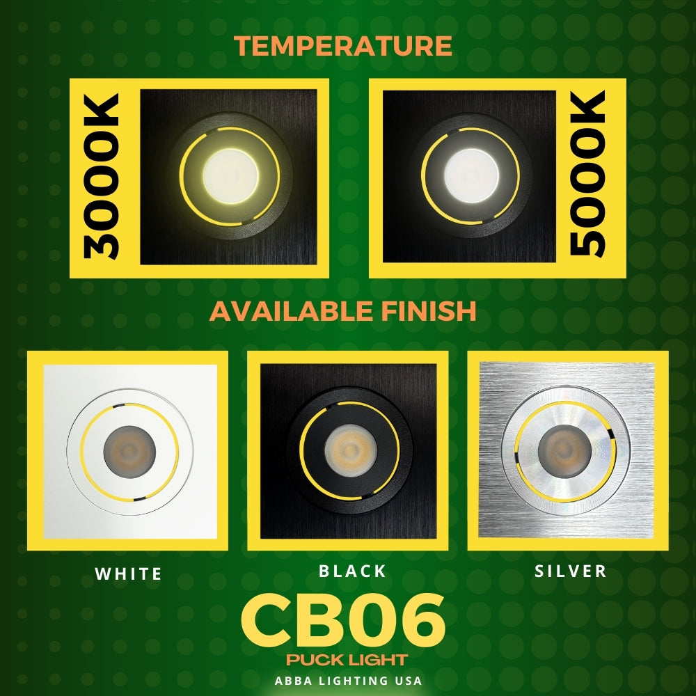 Outdoor Landscape Lighting LED 12V Low Voltage CB06 4x/8x/12x Package 1.5W DC12V Low Voltage Dimmable Recessed Square Cast Aluminum LED Puck Light Cabinet Downlighting 3000K or 5000K