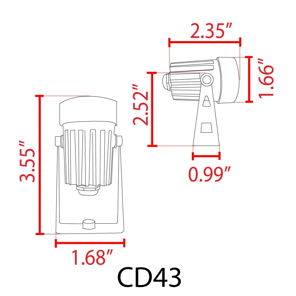 CD43 4x/8x/12x Package 5W 12V Low Voltage Waterproof LED Landscape Narrow Beam Directional Outdoor Aluminum Spotlight